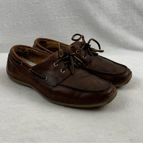 Timberland US Sz 9.5 #74017 Brown Genuine Leather Boat Deck Loafer casual shoe‎ - Picture 1 of 11